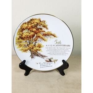 Avon Wall Decor Plate 5th Fifth Anniversary Fine Porcelain 22k Gold Trim 8 1/2"